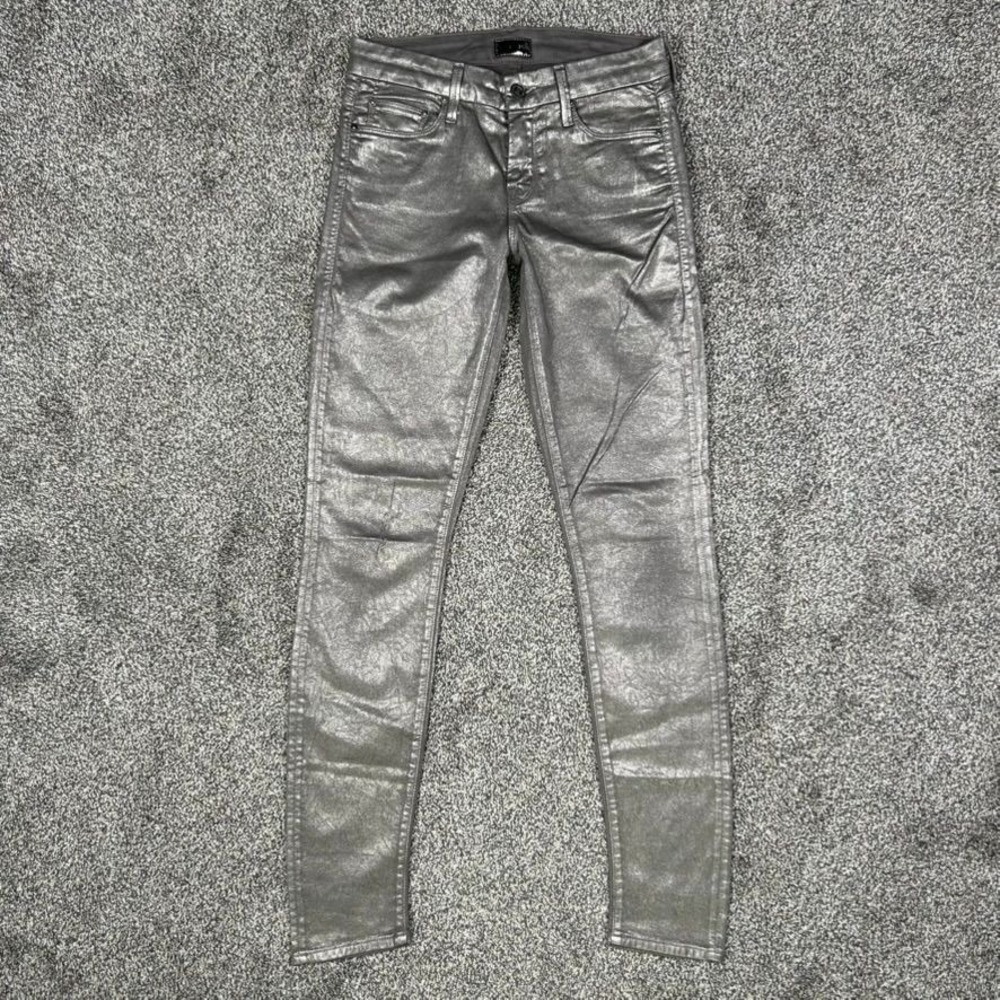 Mother The Looker Disturbing The Peace Gunmetal Grey Womens 25 Skinny Jeans